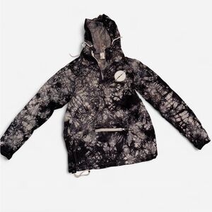 Tie-Dye Pullover Anorak Jacket - Black & Gray